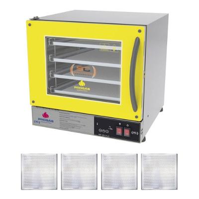 Kit - Forno Turbo Prp-004 Plus Digital 127v Amarelo + 4 Assadeiras - Progás 127v