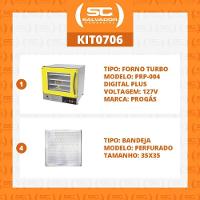 Kit - Forno Turbo Prp-004 Plus Digital 127v Amarelo + 4 Assadeiras - Progás 127v - 2