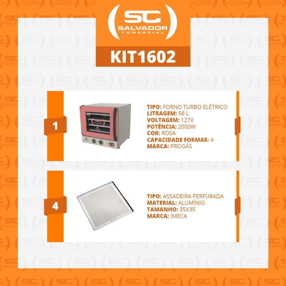 Kit - Forno Turbo Elétrico Fast Oven Prp-004 127v Rosa + 4 Assadeiras Perfuradas - Progás 127v - 6