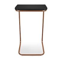 Kit 2 Mesas Lateral Tampo Multiuso P/ Sofá Base Bronze Preto - 2