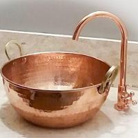 Cuba De Apoio Cobre Puro Com Alças De Bronze E Válvula 8L. - 2