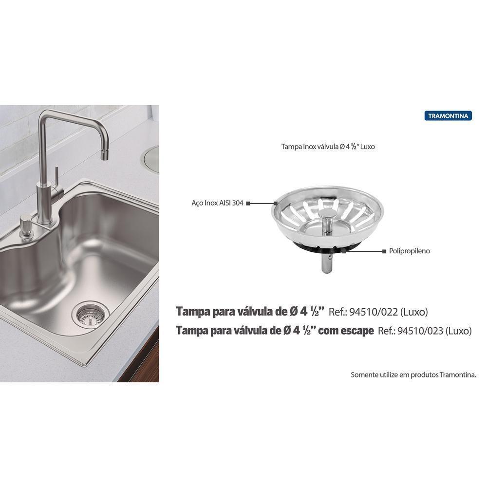 Tampa de Válvula Tramontina Luxo para Pias e Cubas 4 1/2´' - 7