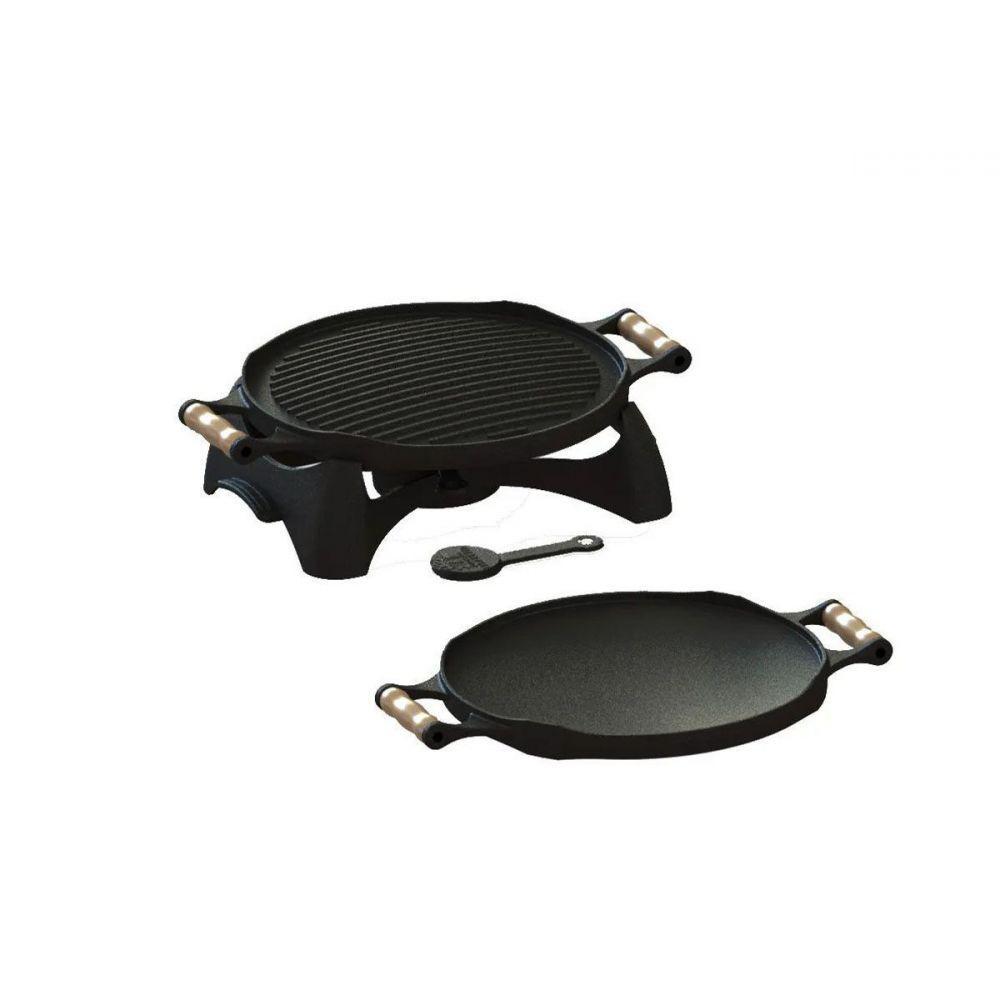 Rechaud Bifeteira Redondo Dupla Face Álcool Ferro Fundido - 2