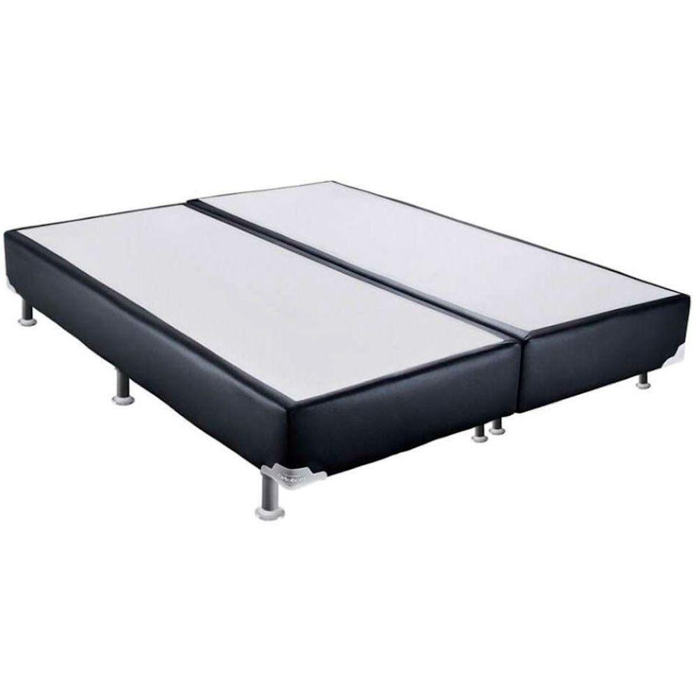 Conjunto Box Casal Queen Size Colchão Airtech Molas Ensacadas Spring Pocket Base Material Sintético Ortobom Preto E Bege - 4