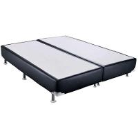 Conjunto Box Casal Queen Size Colchão Airtech Molas Ensacadas Spring Pocket Base Material Sintético Ortobom Preto E Bege