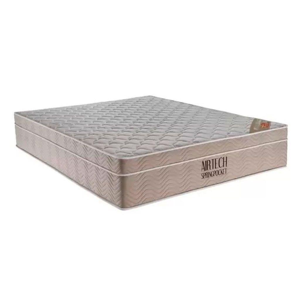 Conjunto Box Casal King Size Colchão Airtech Molas Ensacadas Spring Pocket E Base Material Sintético Ortobom Preto E Bege - 4