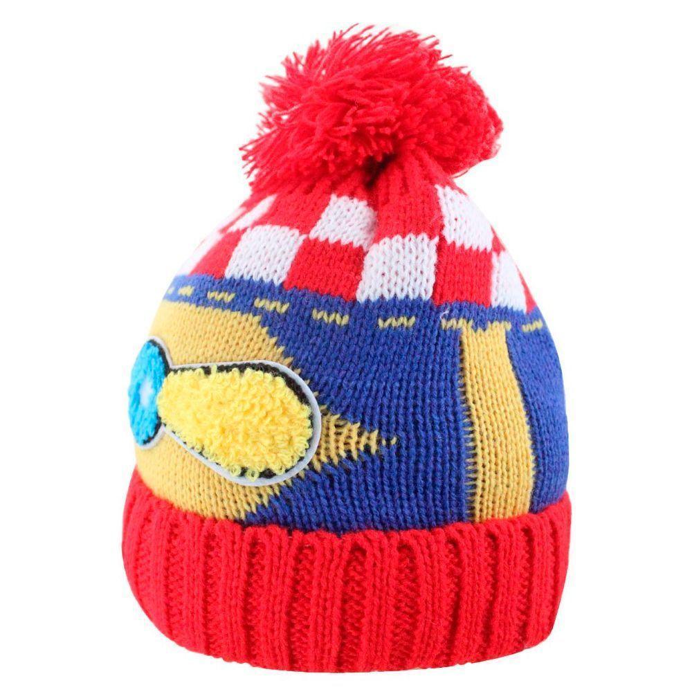 Touca Gorro Infantil Vermelha Aviador Colorida Tamanho único - 2