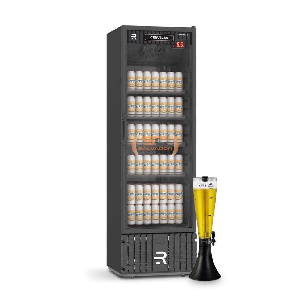 Cervejeira Expositora Porta Vidro 400l Vcce400pvpp Preta 220v Refrimate Com Chopeira 3,5l 220v - 1