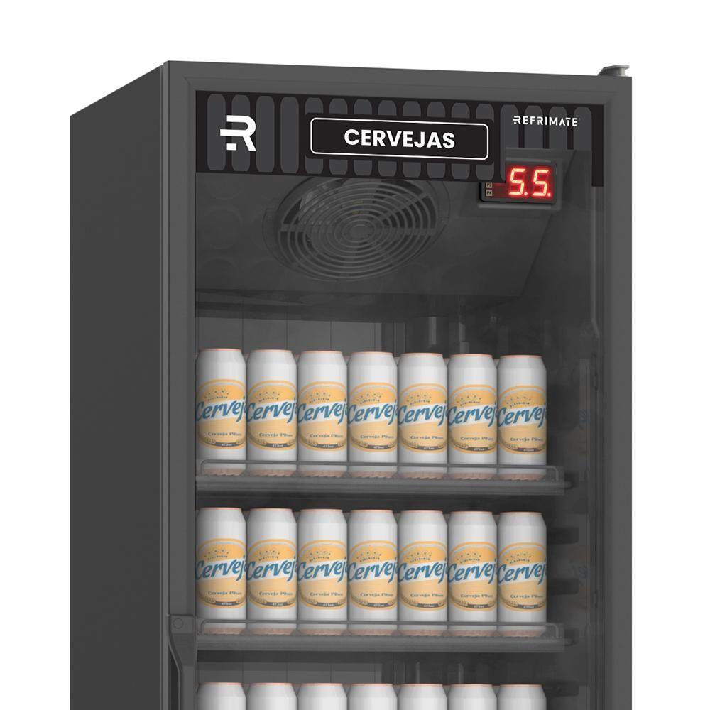 Cervejeira Expositora Porta Vidro 400l Vcce400pvpp Preta 220v Refrimate Com Chopeira 3,5l 220v - 2