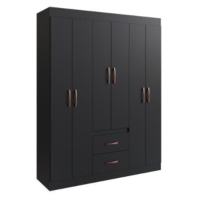 Guarda-roupas 6 Portas 2 Gavetas Multimóveis Cr35111 - Preto Preto