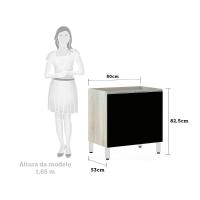 Balcão De Cozinha Sem Tampo 80cm 2 Portas Lis Luciane Móveis Legno Crema Com Preto Tx - 6