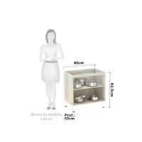 Balcão De Cozinha Sem Tampo 80cm 2 Portas Lis Luciane Móveis Legno Crema Com Verde Jade - 3