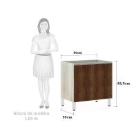 Balcão De Cozinha Sem Tampo 80cm 2 Portas Lis Luciane Móveis Legno Crema Com Nogueira Dourado - 2