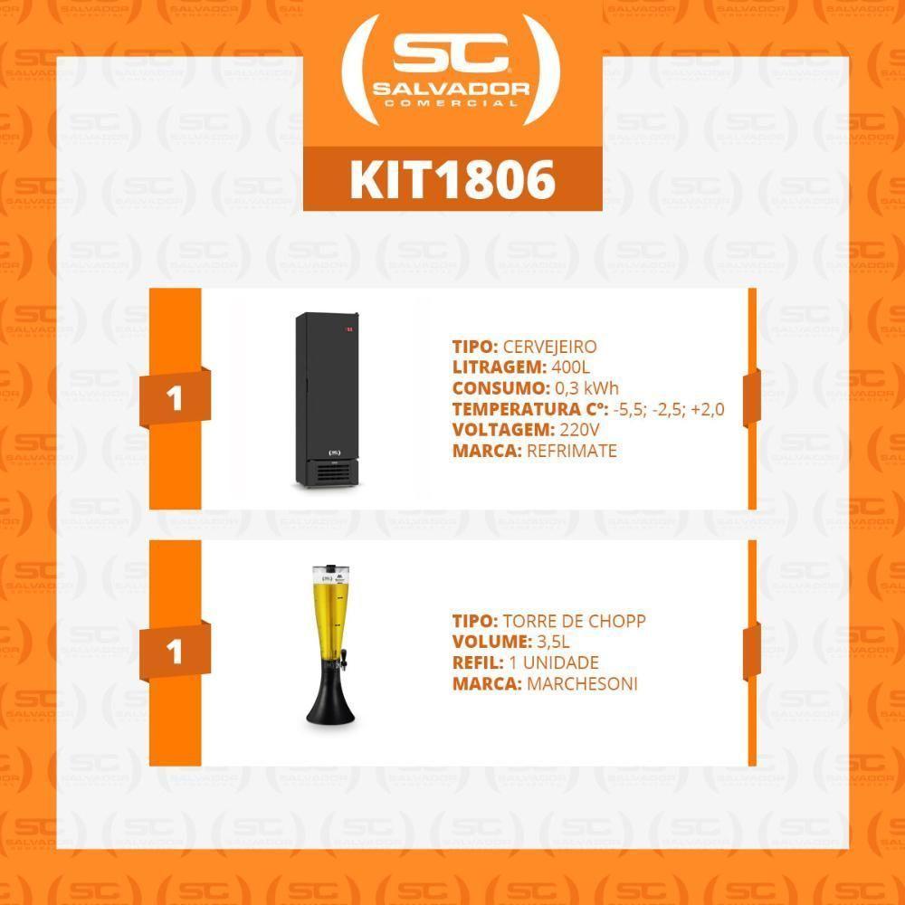 Cervejeira Expositora Porta Sólida 400l Vcc400s Preta 220v Refrimate Com Chopeira 3,5l 220v - 3