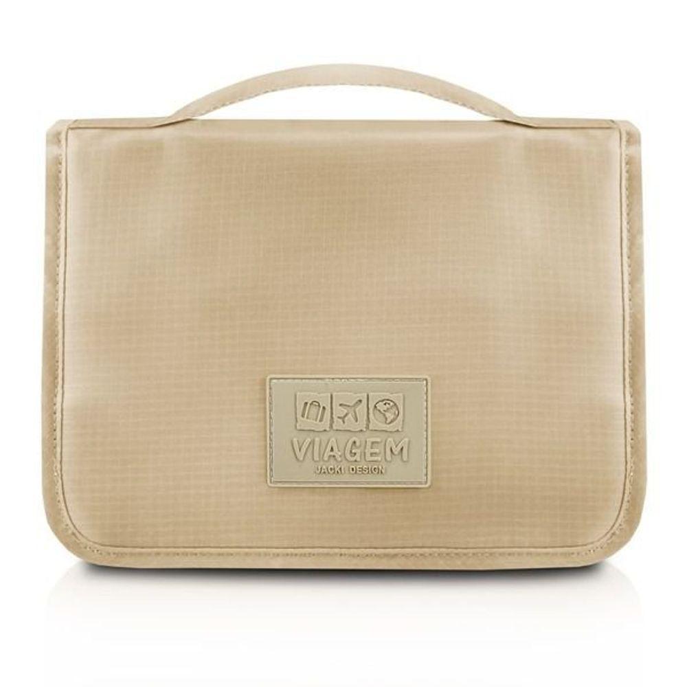 Necessaire Com Gancho Para Viagem Estampa Lisa Jacki Design Creme - 3