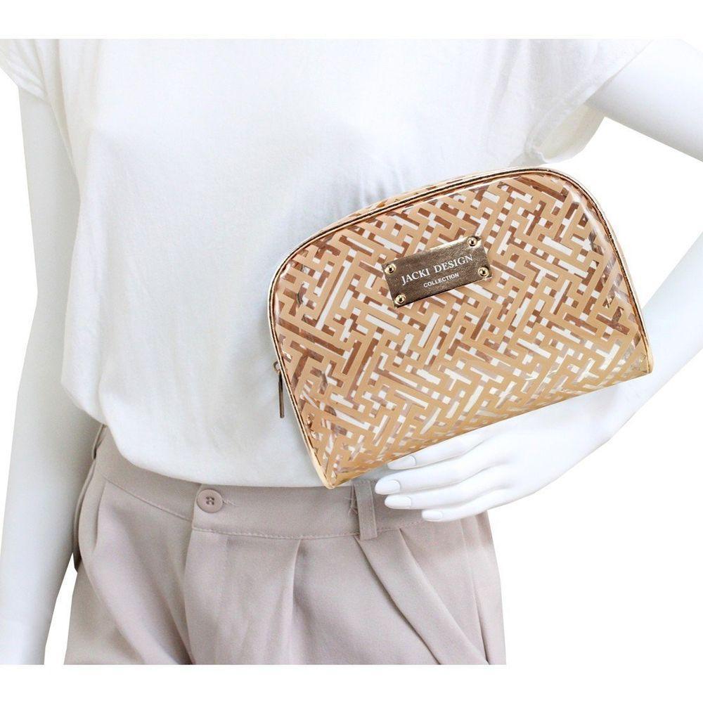 Necessaire Retangular Diamantes Jacki Design Dourado - 2