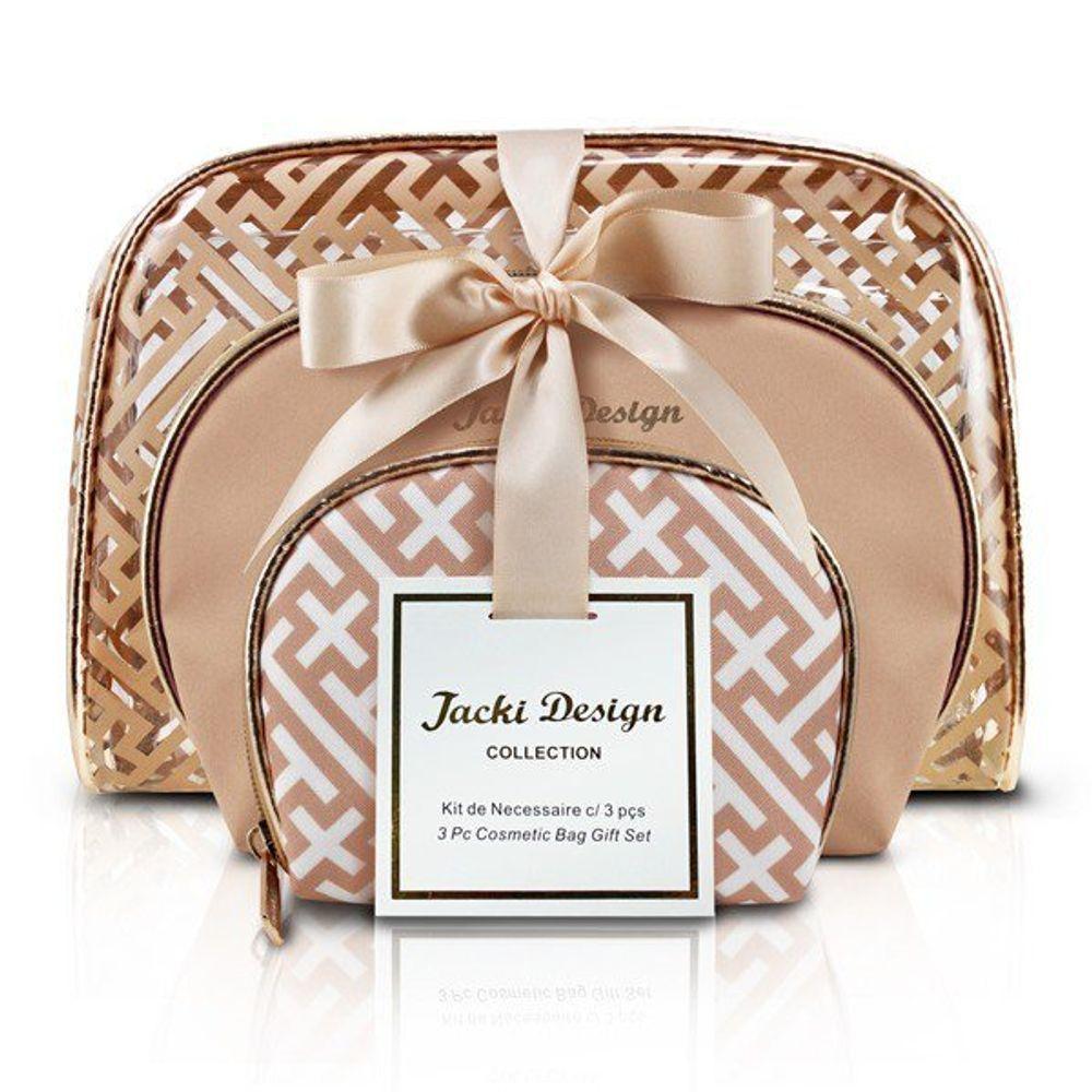 Kit De Necessaire Com 3 Peças Diamantes Jacki Design Dourado - 1