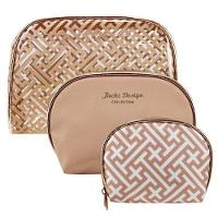 Kit De Necessaire Com 3 Peças Diamantes Jacki Design Dourado