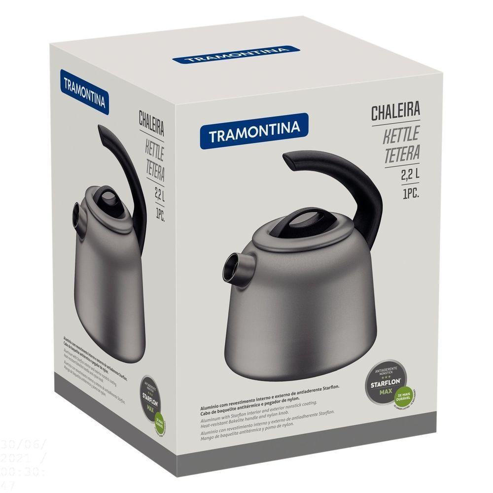 Chaleira Em Alumínio Com Revestimento Interno E Externo Starflon Max Grafite 2,2 L - 3