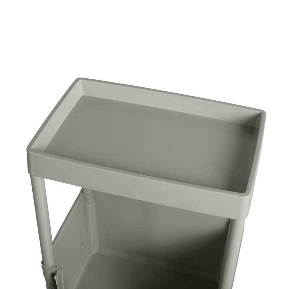 Carrinho Multiuso Prático 3 Prateleiras Em Plástico Com Rodízio - Cinza - 4