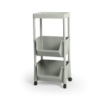 Carrinho Multiuso Prático 3 Prateleiras Em Plástico Com Rodízio - Cinza - 1