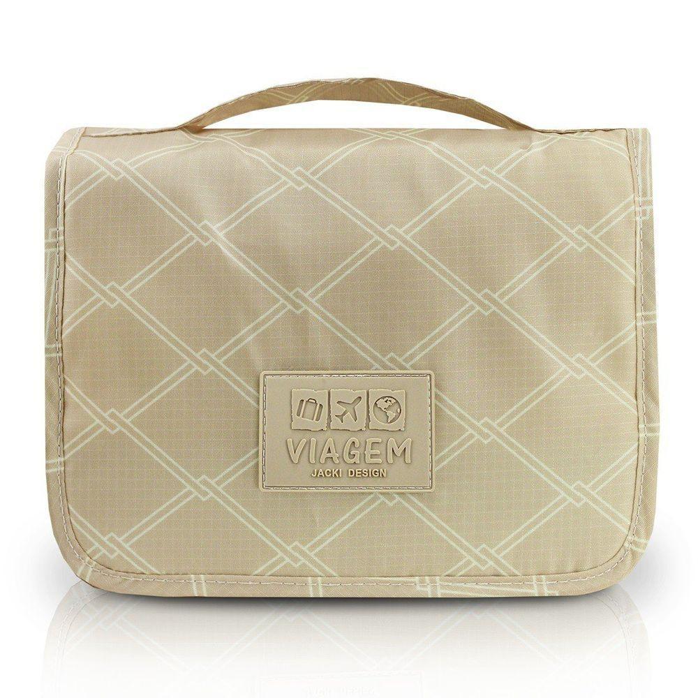Necessaire Com Gancho Para Viagem Estampa Listrada Jacki Design Creme - 1