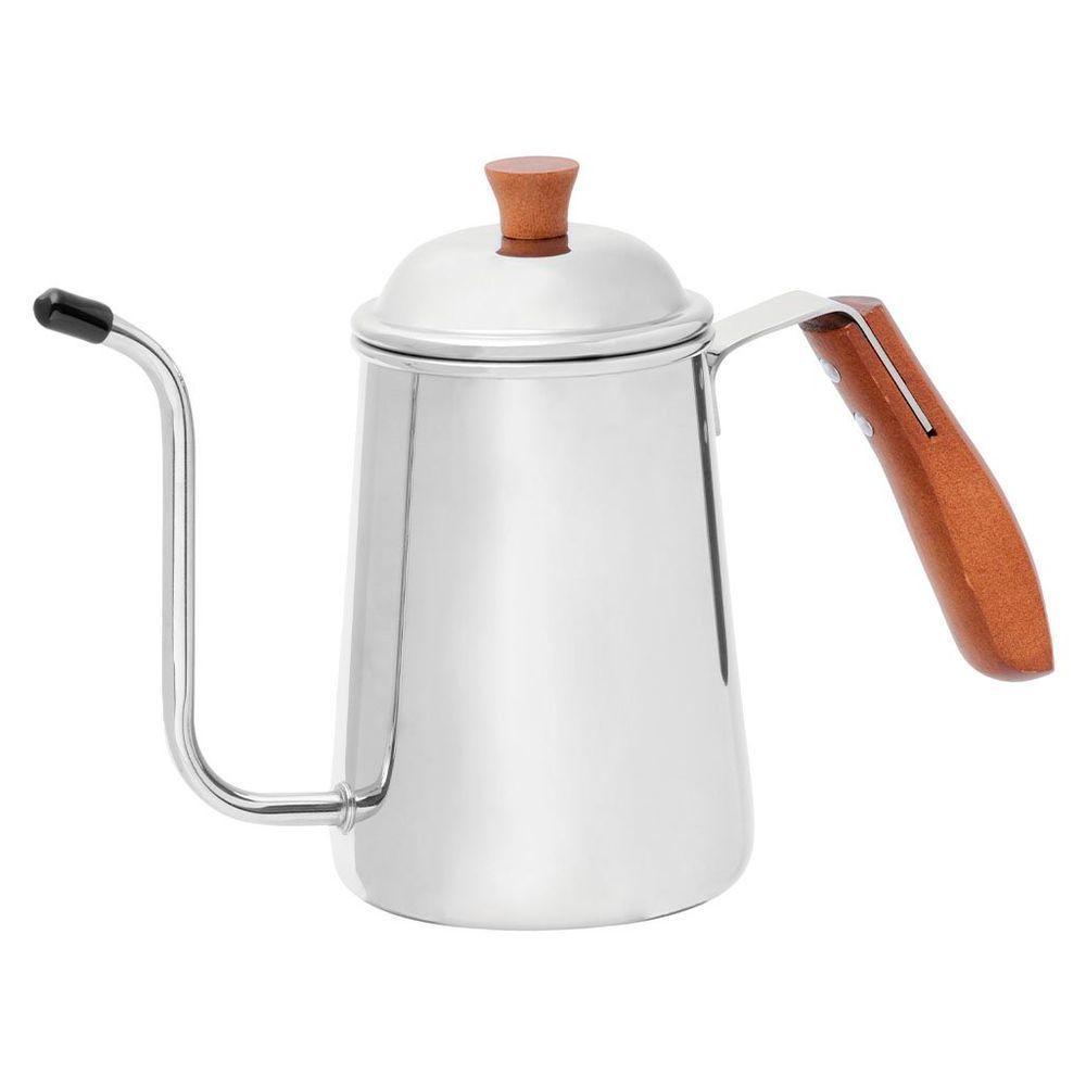 Bule Bico Fino Inox Com Cabo De Madeira 700ml - 1