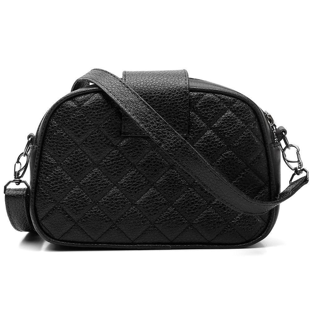 Bolsa Transversal Feminino Com 2 Zíperes Detalhes Em Costura E Metal - 3