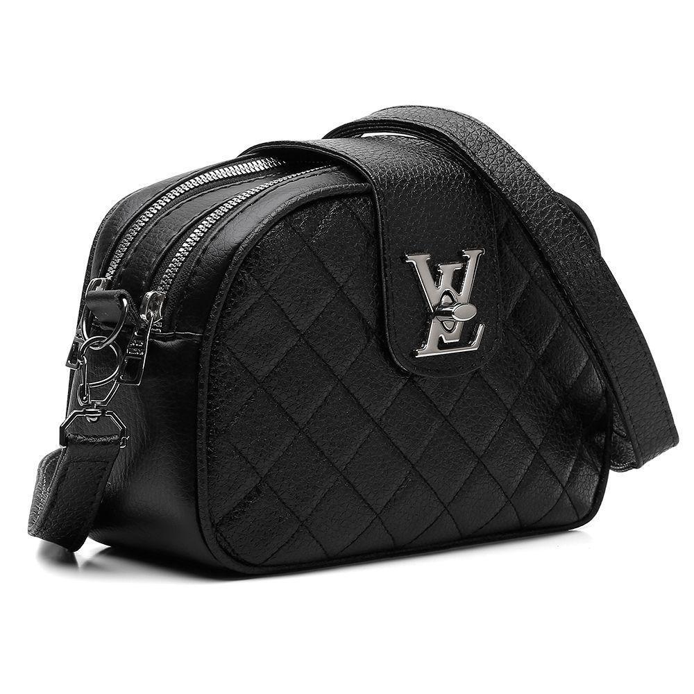 Bolsa Transversal Feminino Com 2 Zíperes Detalhes Em Costura E Metal - 5