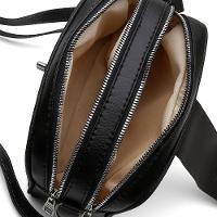 Bolsa Transversal Feminino Com 2 Zíperes Detalhes Em Costura E Metal