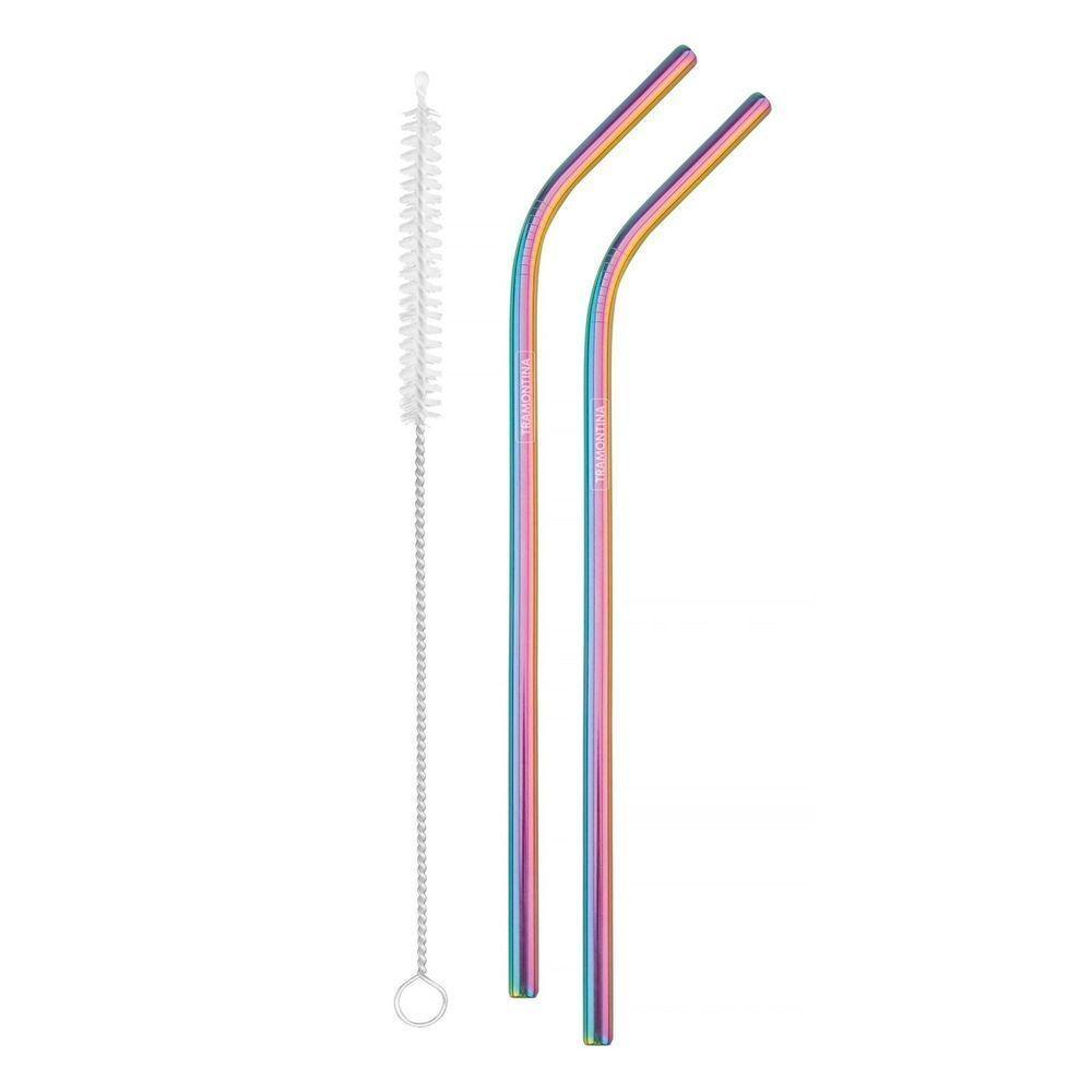 Jogo De Canudos Furta-cor Tramontina Em Aço Inox Com Escova 3 Peças Tramontina - 7