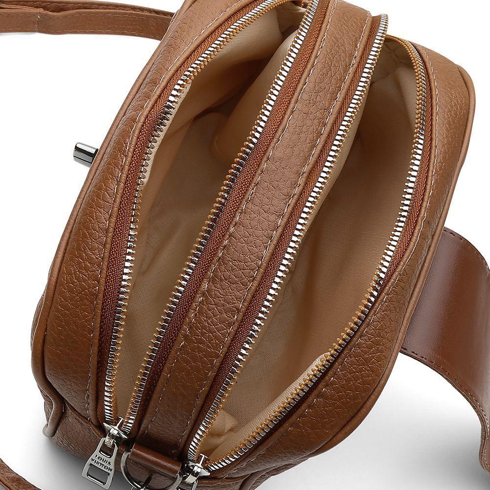 Bolsa Transversal Feminino Com 2 Zíperes Detalhes Em Costura E Metal - 2