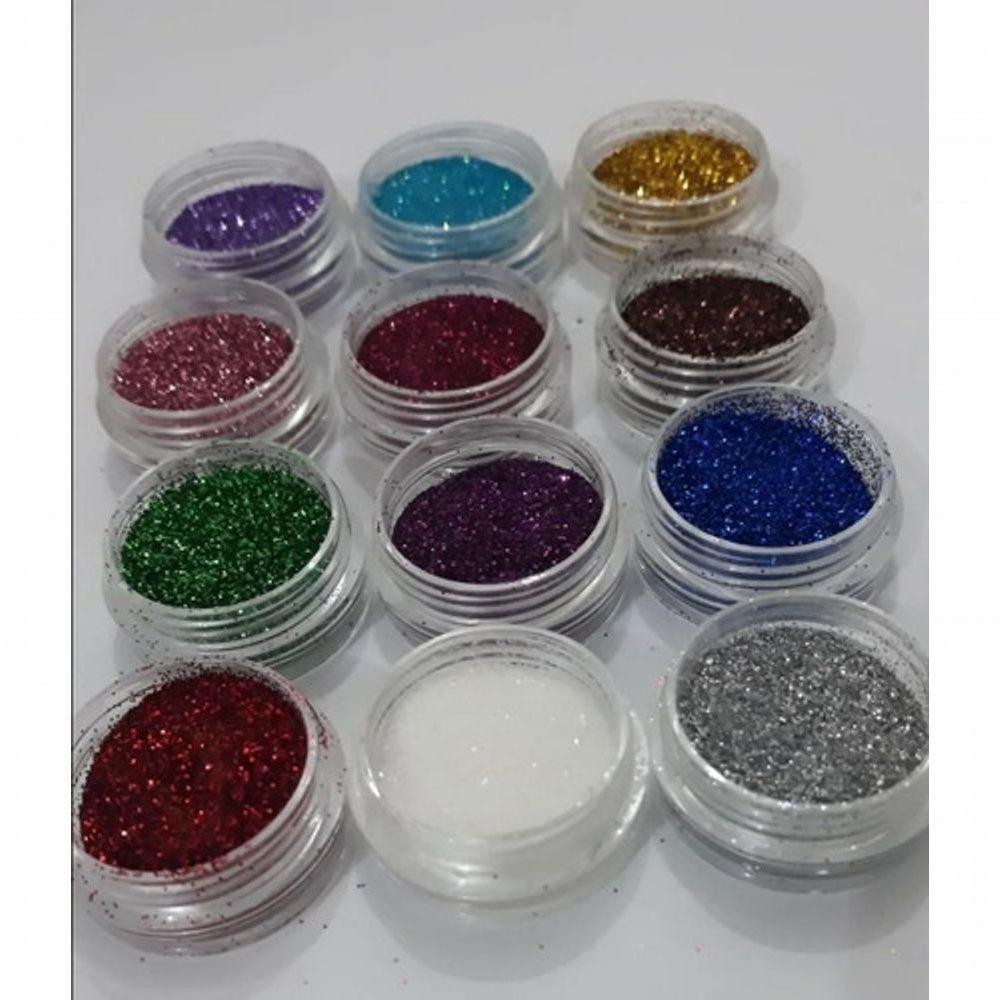Kit Com 12 Potinhos Com Glitter Brilho Purpurina Para Unha - 6