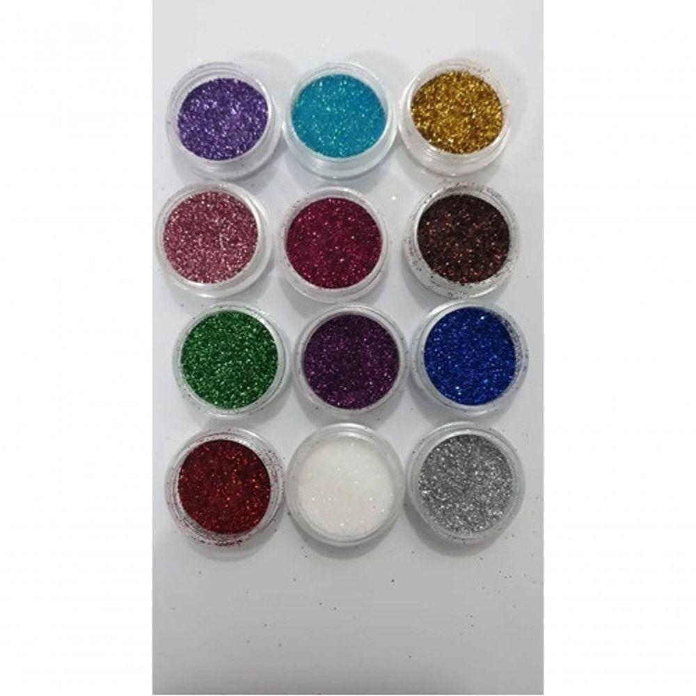 Kit Com 12 Potinhos Com Glitter Brilho Purpurina Para Unha - 7