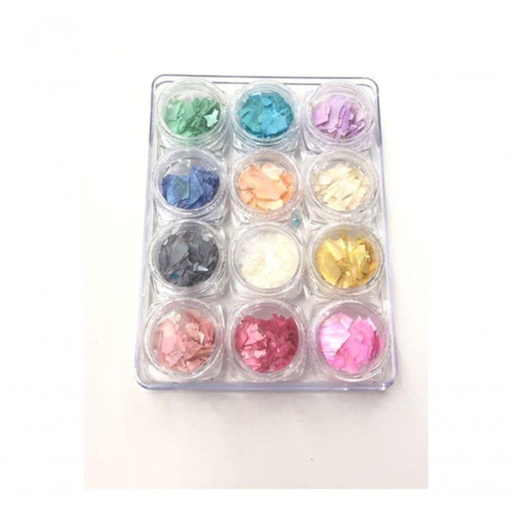 10 Kit 12 Cores Pedras Madre Peróla Encapsulamento Acrigel - 1