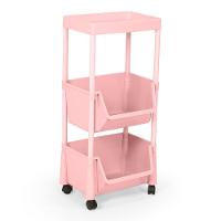 Carrinho Multiuso Prático 3 Prateleiras Em Plástico Com Rodízio - Rosa - 1