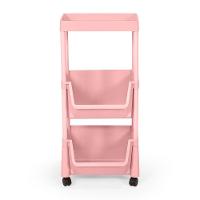 Carrinho Multiuso Prático 3 Prateleiras Em Plástico Com Rodízio - Rosa