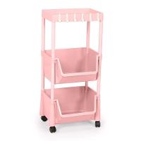 Carrinho Multiuso Prático 3 Prateleiras Em Plástico Com Rodízio - Rosa - 7