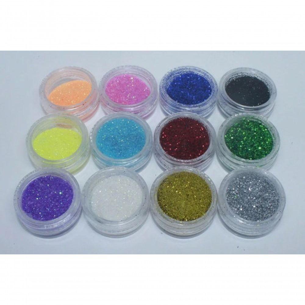Kit Com 12 Potinhos Com Glitter Brilho Purpurina Para Unha - 8