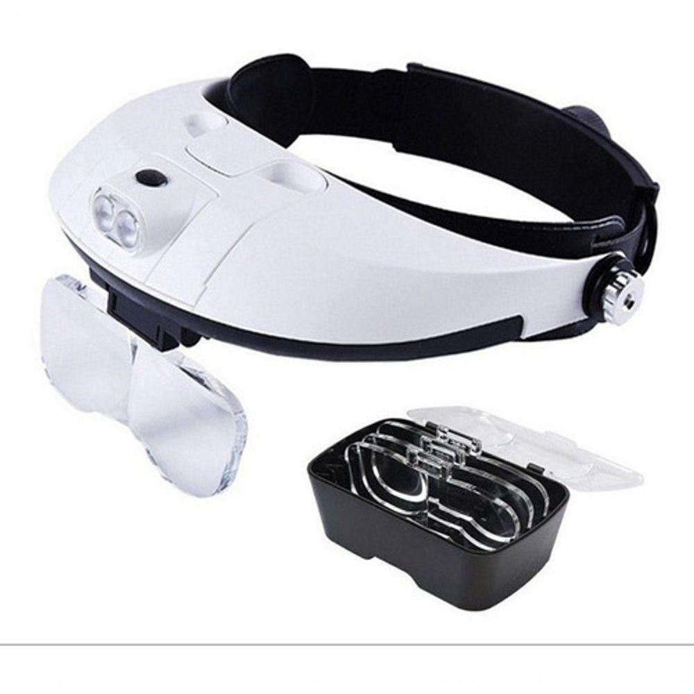 Super Lupa De Cabeça Com Led Profissional 2leds +5 Lentes - 1