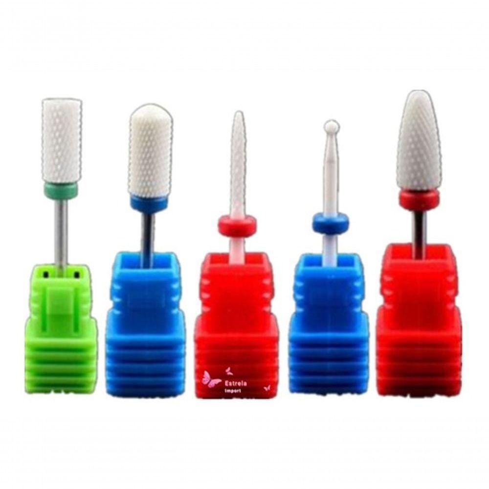 Kit 5 Broca Cerâmica Profissional Unha Gel Acrigel Porcelana - 1