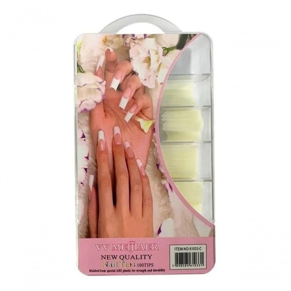 Kit Com 100 Unhas Tips Sorriso Na Caixa Acrílico Oferta - 1