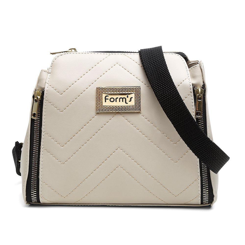 Bolsa Transversal Casual Feminino Com Zíperes E Detalhes Em Costuras - 1