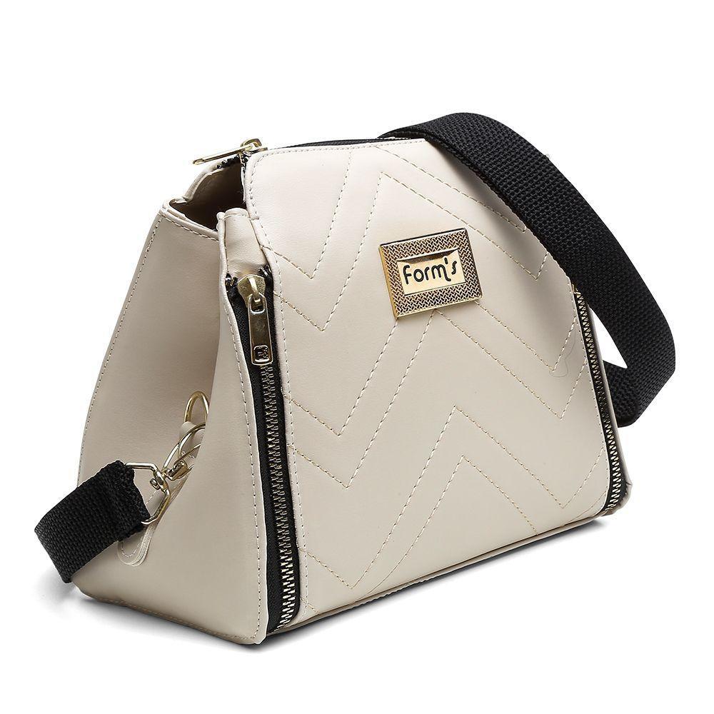 Bolsa Transversal Casual Feminino Com Zíperes E Detalhes Em Costuras - 4
