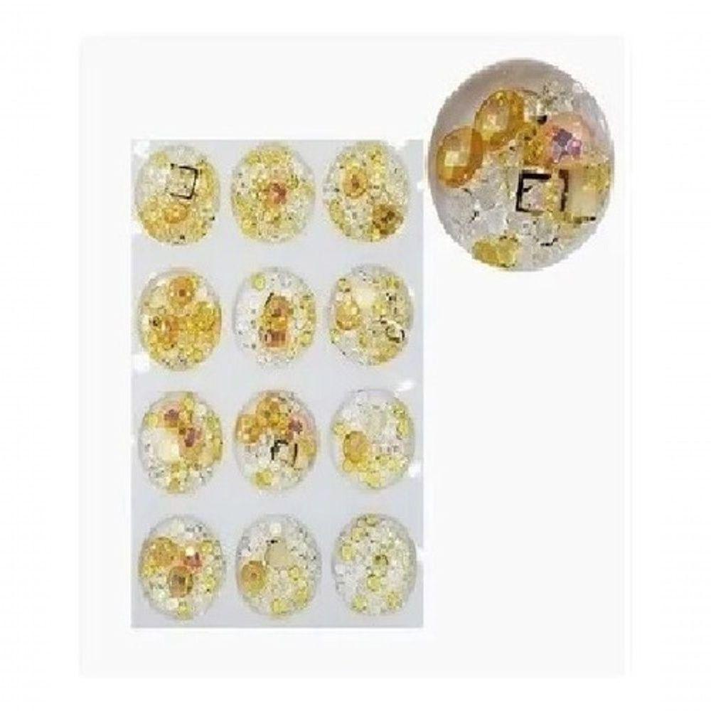 Kit 12 Pedra Cristal Brilho Unhas Arte Folha Ouro Decoração - 2