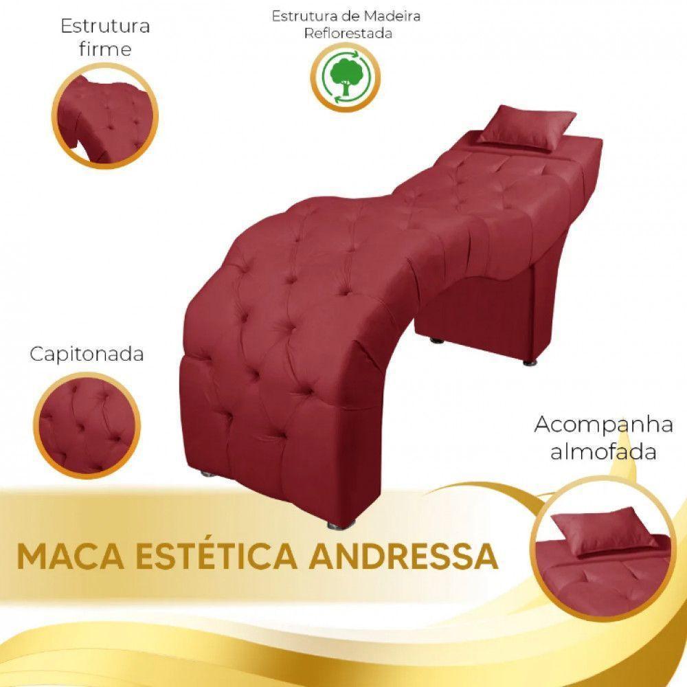 Maca Estofada Para Clínica De Estética Facial Com Capitonê Vermelho Veludo - 3