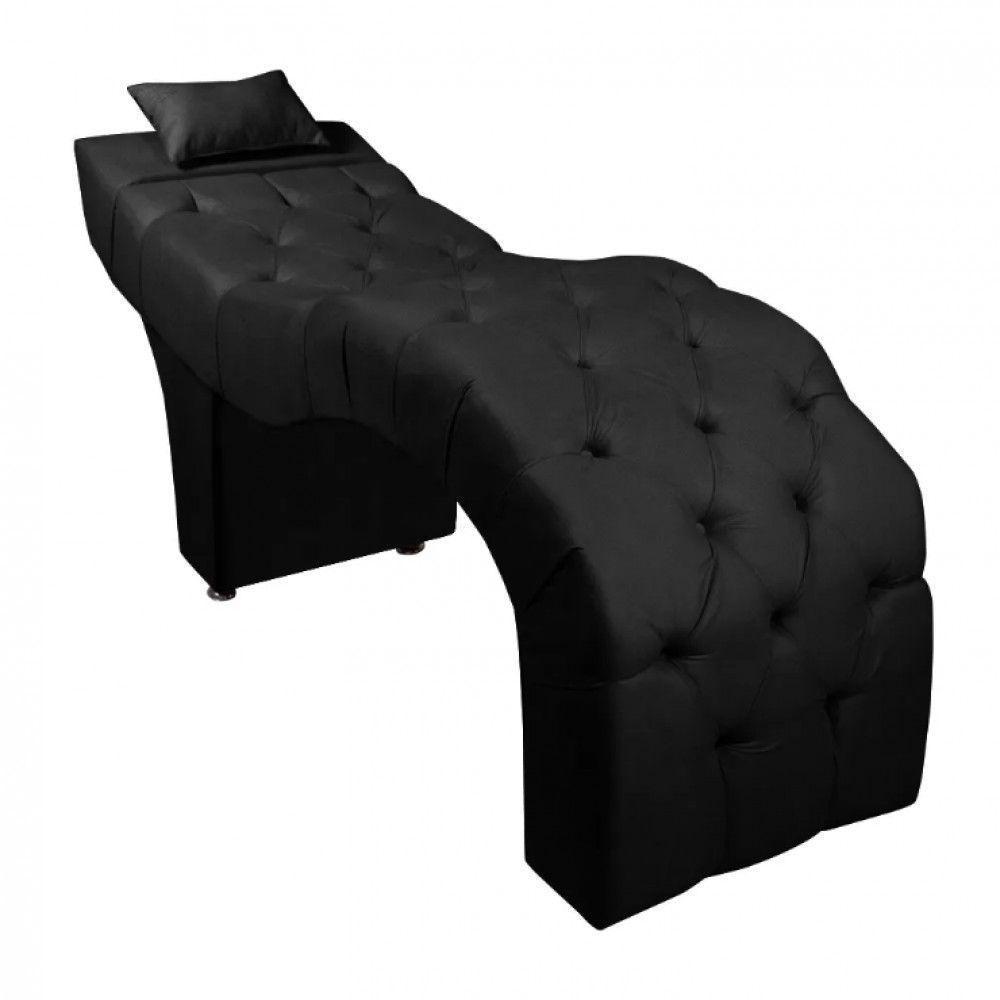 Maca Estofada Para Clínica De Estética Facial Com Capitonê Andressa Veludo Preto Speciale Home Preto - 1