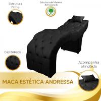 Maca Estofada Para Clínica De Estética Facial Com Capitonê Andressa Veludo Preto Speciale Home Preto - 3
