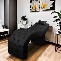 Maca Estofada Para Clínica De Estética Facial Com Capitonê Andressa Veludo Preto Speciale Home Preto - 7