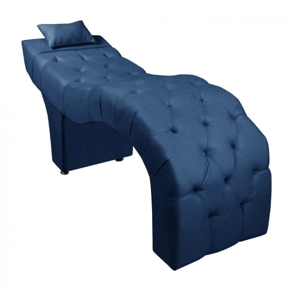 Maca Estofada Para Clínica De Estética Facial Com Capitonê Andressa Veludo Azul Speciale Home Azul - 1